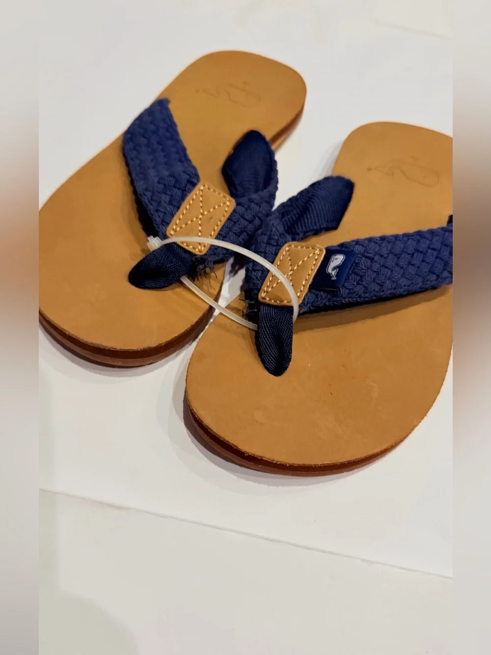 Vineyard Vines Kids Navy Braided Strap Flip Flops
